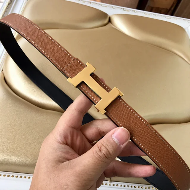 Unbranded Belts Textured Leather Belt with H-Shaped Buckle product detail image 3