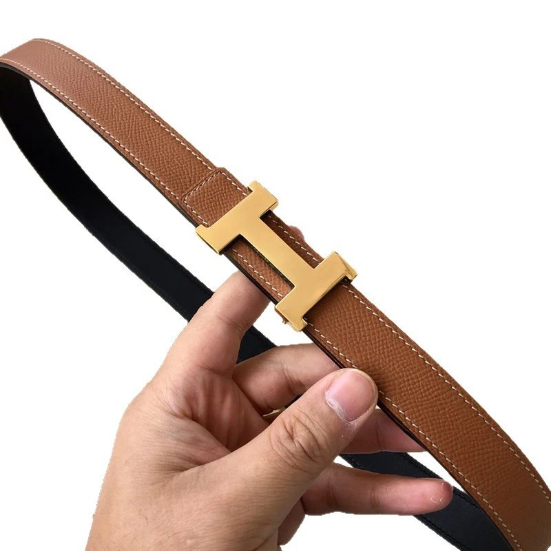 Unbranded Belts Textured Leather Belt with H-Shaped Buckle image 5