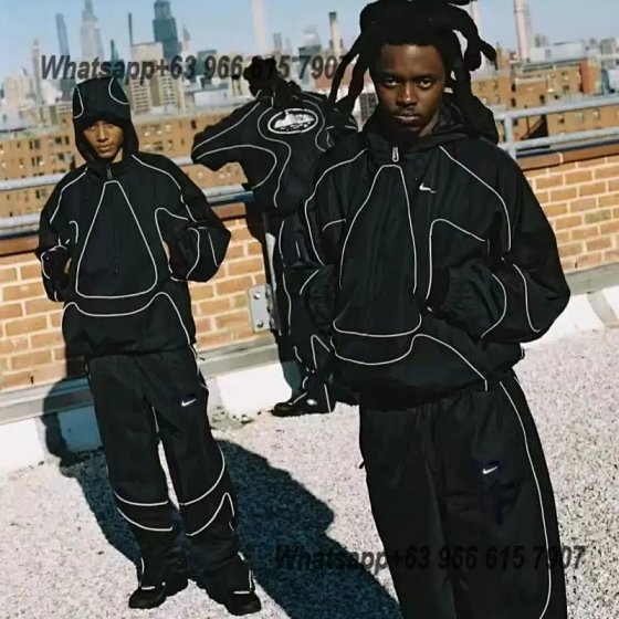 Whatsapp:+63 9669167907 Cross border NK Devil Island joint hook jacket jacket hooded men's and women's windbreaker waterproof reflective strip top pants