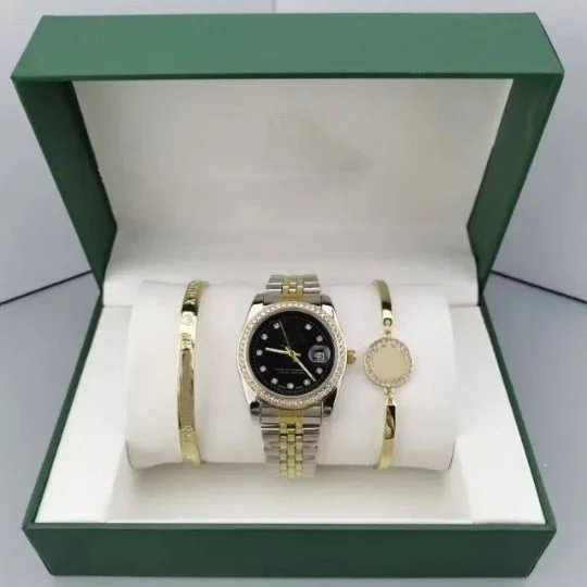 Rolex Three-Piece Set - Datejust with Diamonds Men's Two-Tone Black