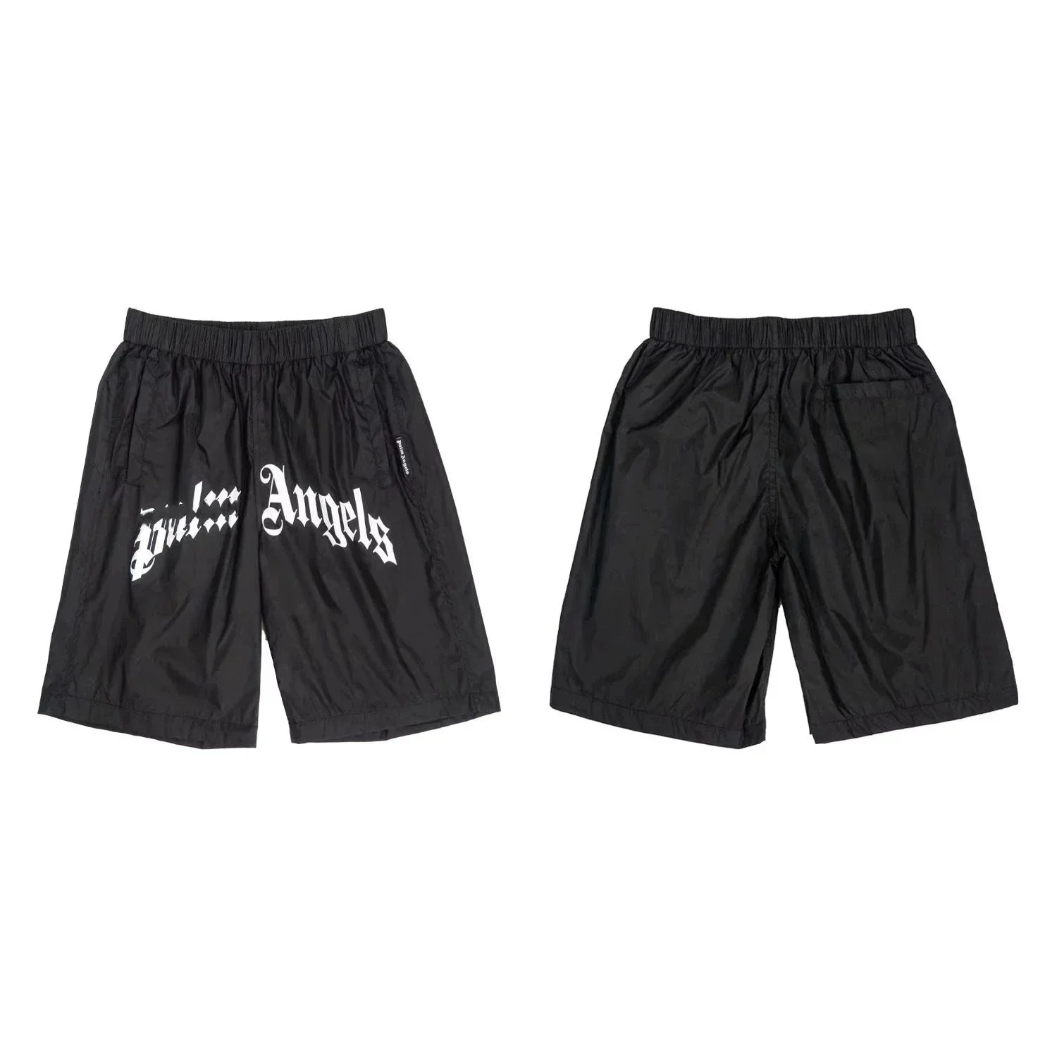 Palm Angels gothic print black shorts