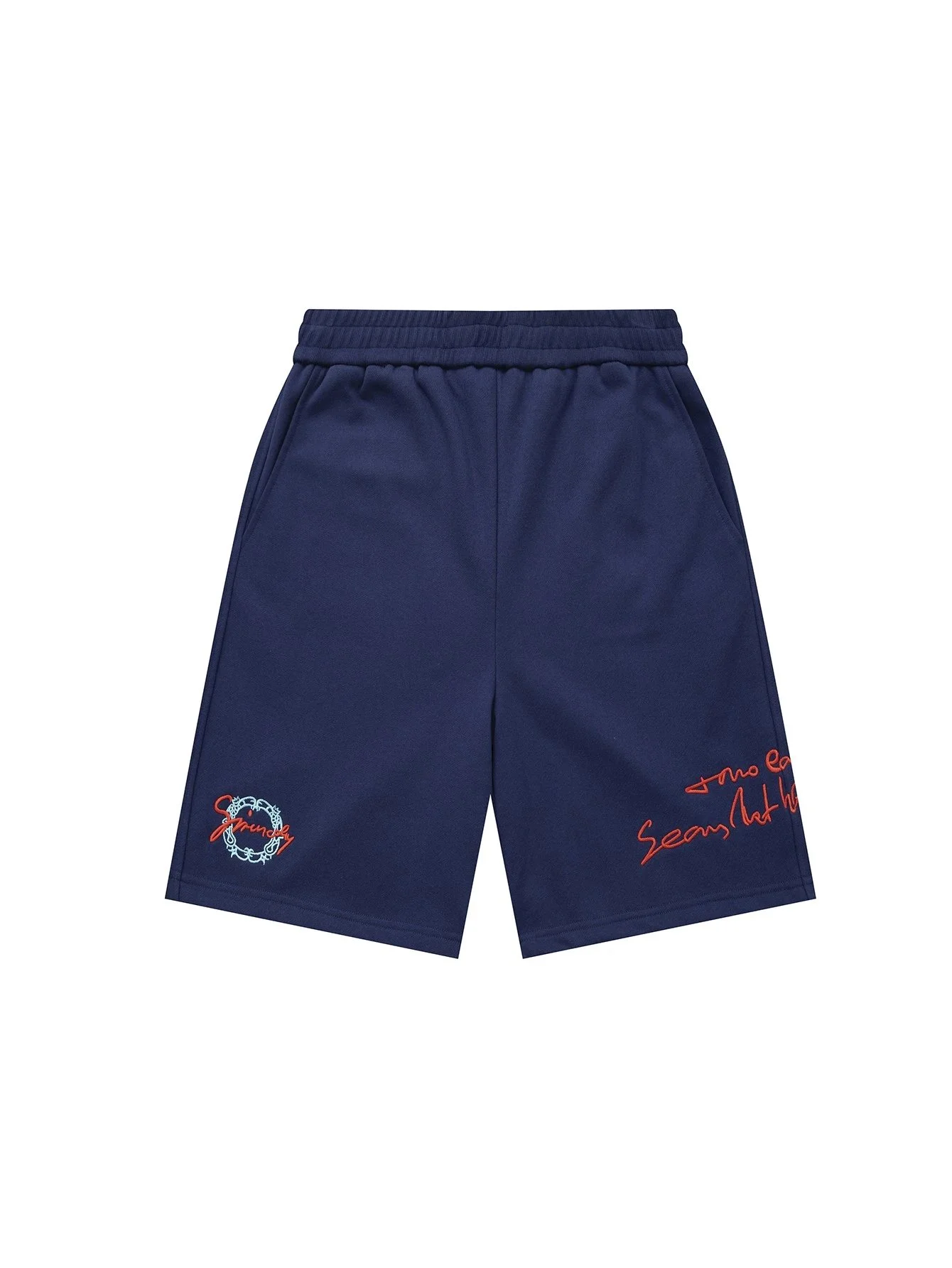 Sean John Navy Embroidered Terry Sweat Shorts - rep szorty
