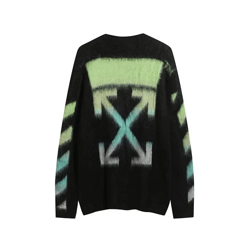 Off-White Gradient Spray-Paint Arrow Mohair Crewneck Knit Sweater