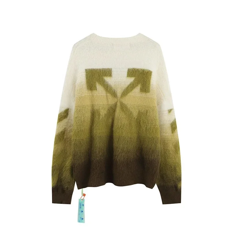 Off-White Gradient Spray-Paint Arrow Mohair Crewneck Knit Sweater