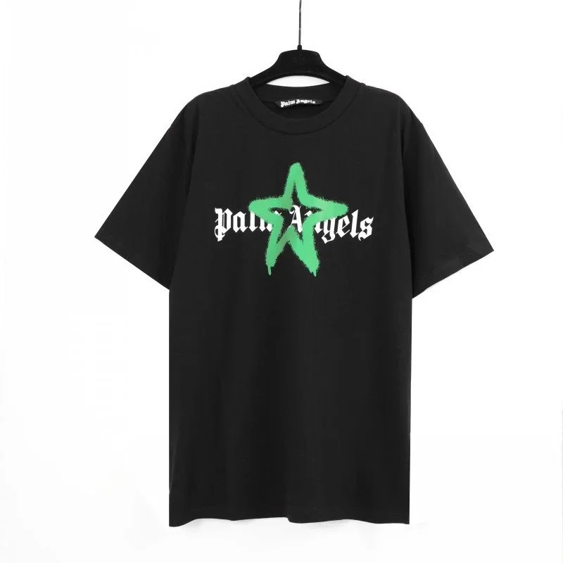 Palm Angels spray-painted five-pointed star short-sleeved shirt