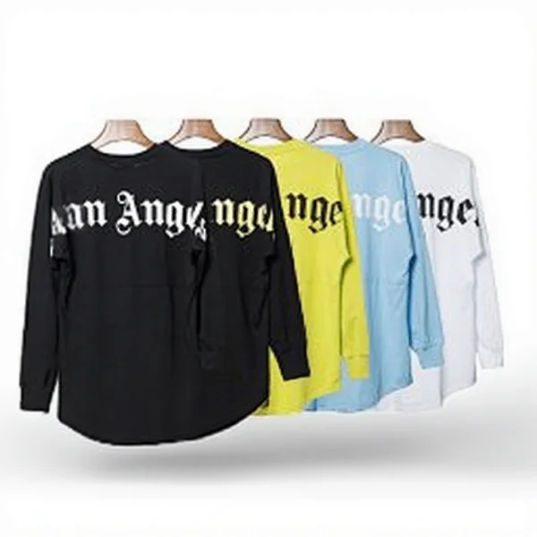 Palm Angels Long-Sleeve Shirt with Arched Gothic Back Lettering and Dropped Shoulders