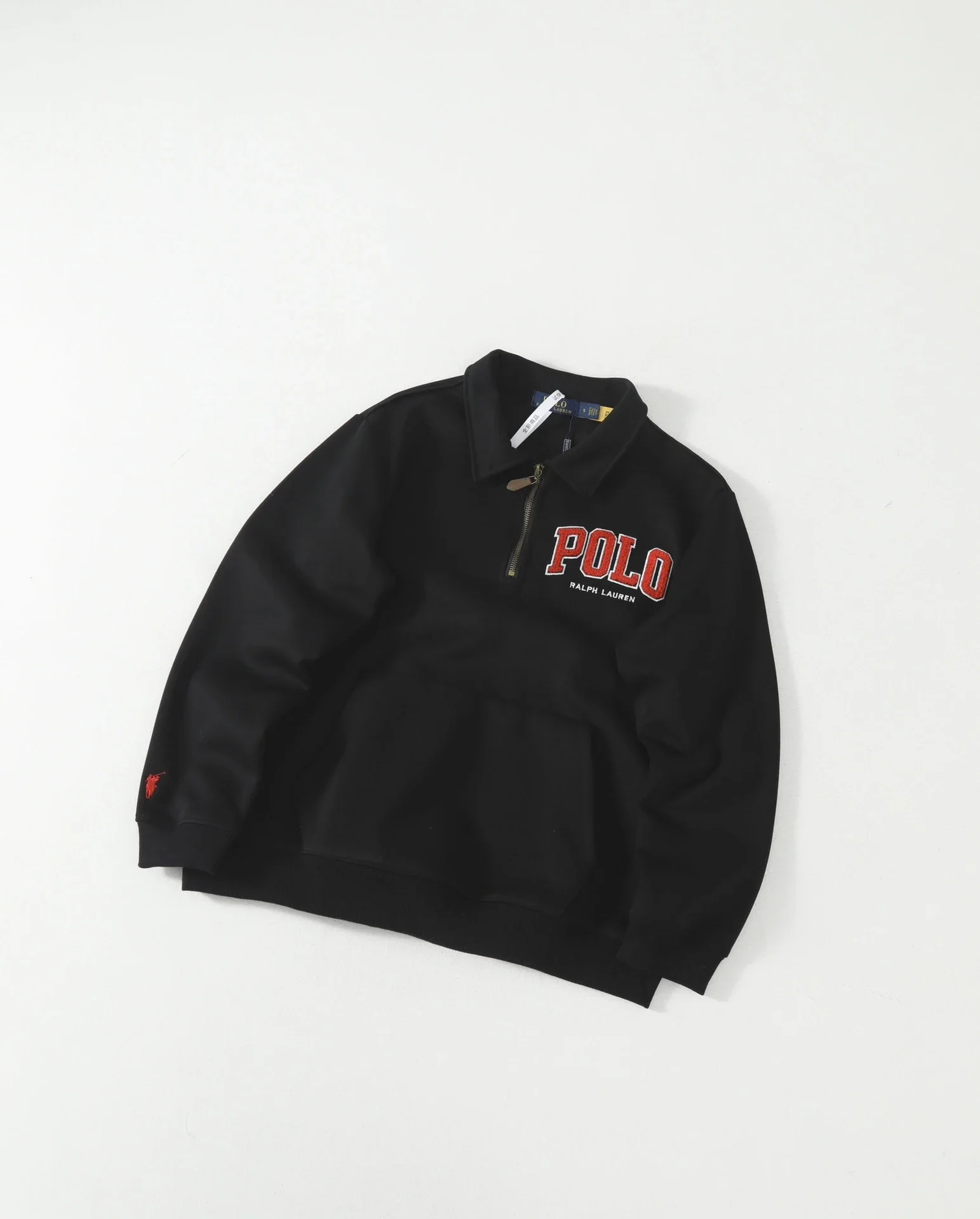 Ralph Lauren Half-Zip Polo Sweatshirt with Embroidered Logo and Fold-Down Collar