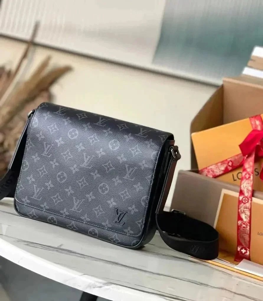 Louis vuitton black satchel letter travel Bag