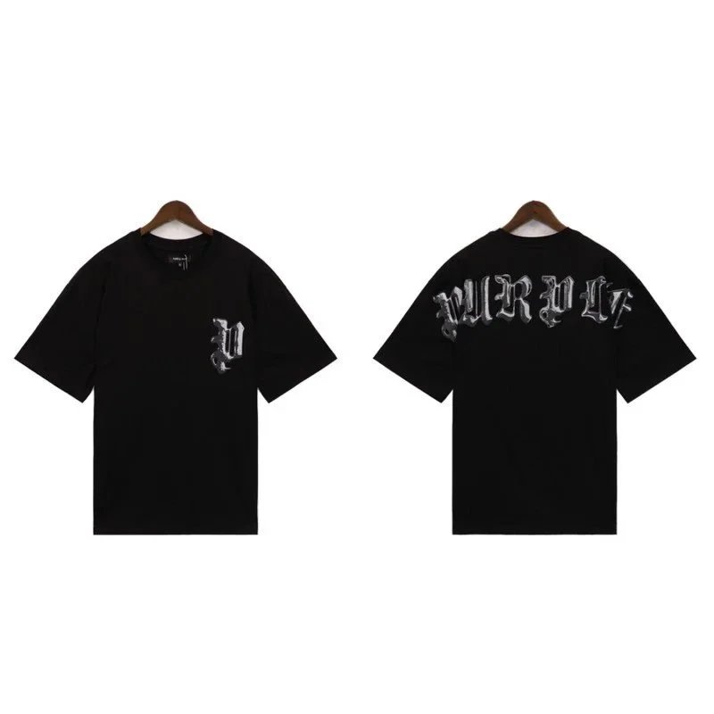Purple Gradient Gothic Lettering Reversible Short-Sleeve - rep koszulki