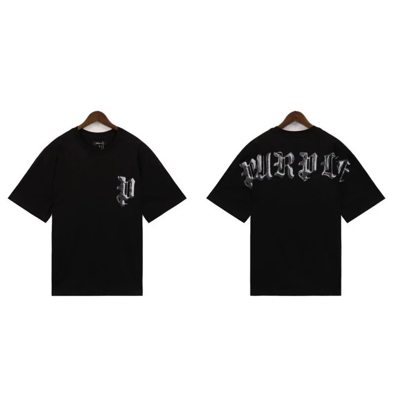 Purple Gradient Gothic Lettering Reversible Short-Sleeve