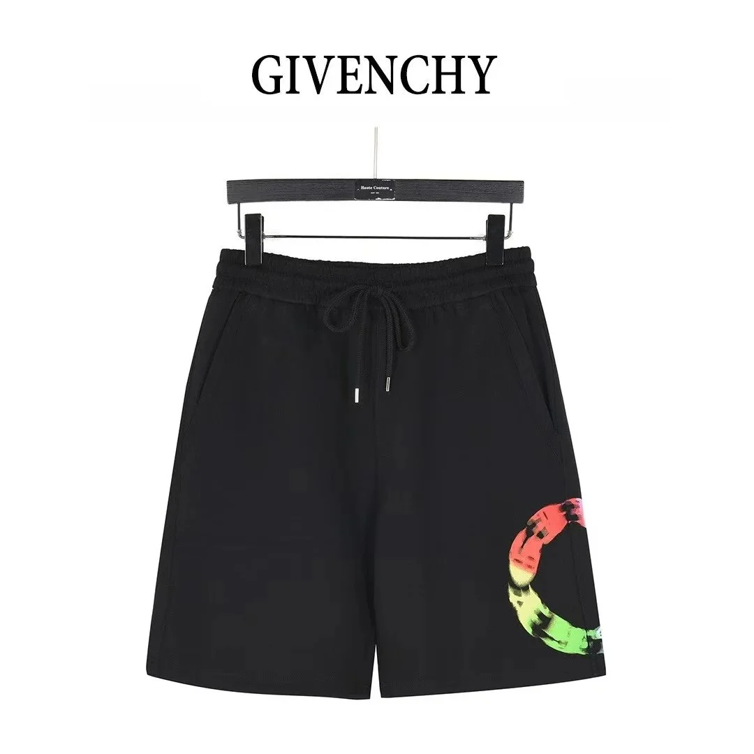 Givenchy Rainbow Gradient Ring Print Black Terry Shorts - rep Givenchy