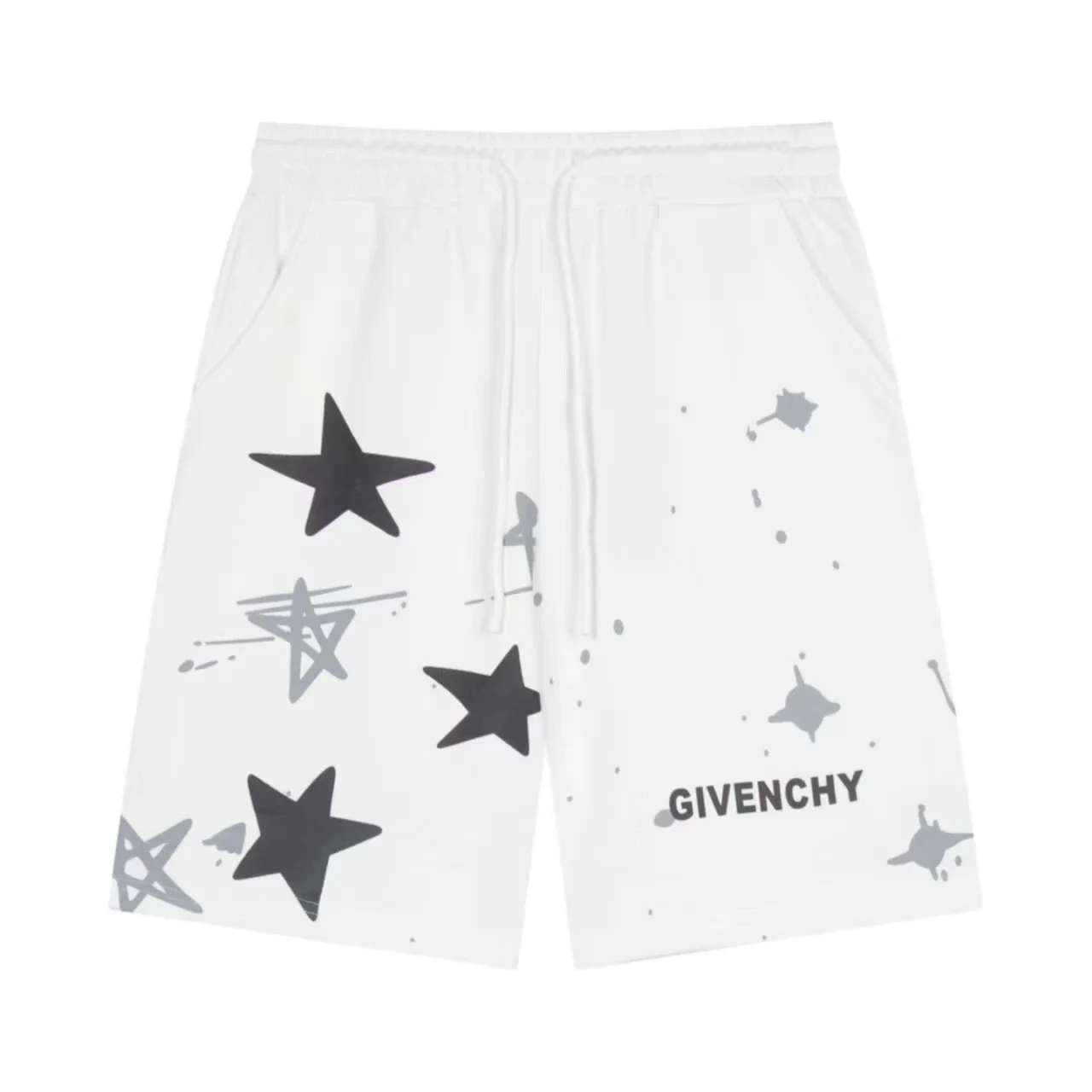 Givenchy White Two-Tone Star Print Terry Sweat Shorts - rep Givenchy