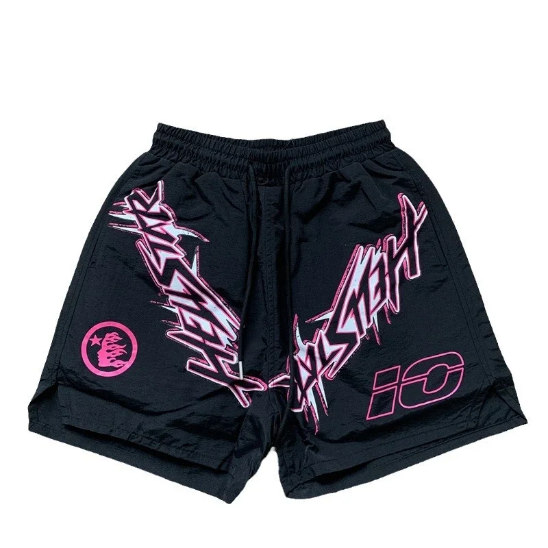 Hellstar Pink Graffiti Nylon Athletic Shorts