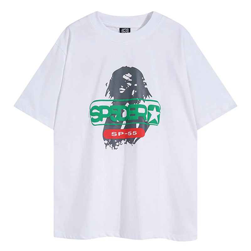 Spider-themed color-blocked slogan short-sleeved shirt - rep Sp5der