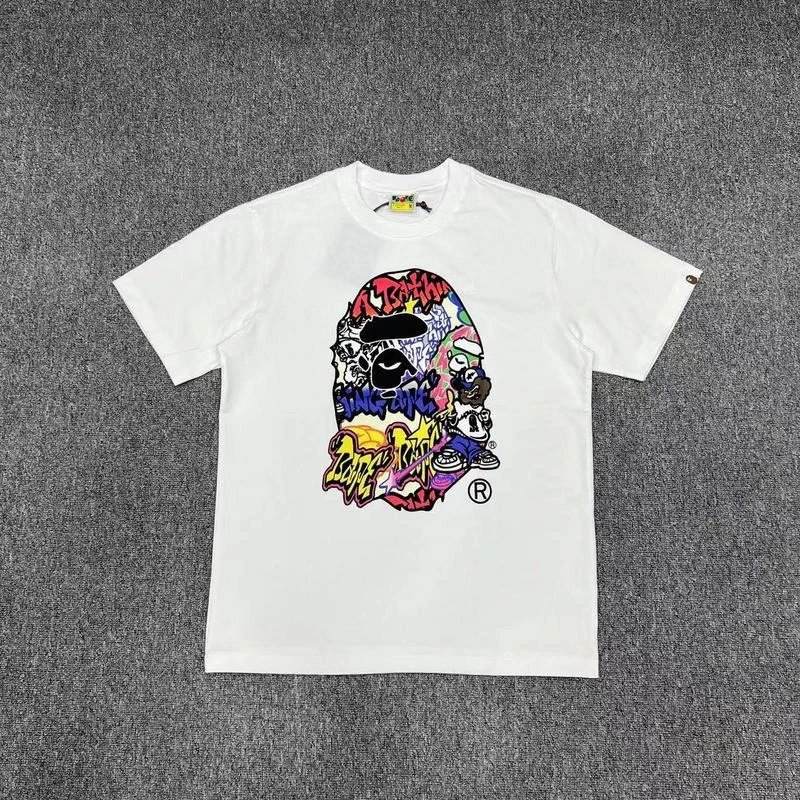 BAPE Colorful Graffiti Ape Head Short-Sleeve T-Shirt - rep Bape