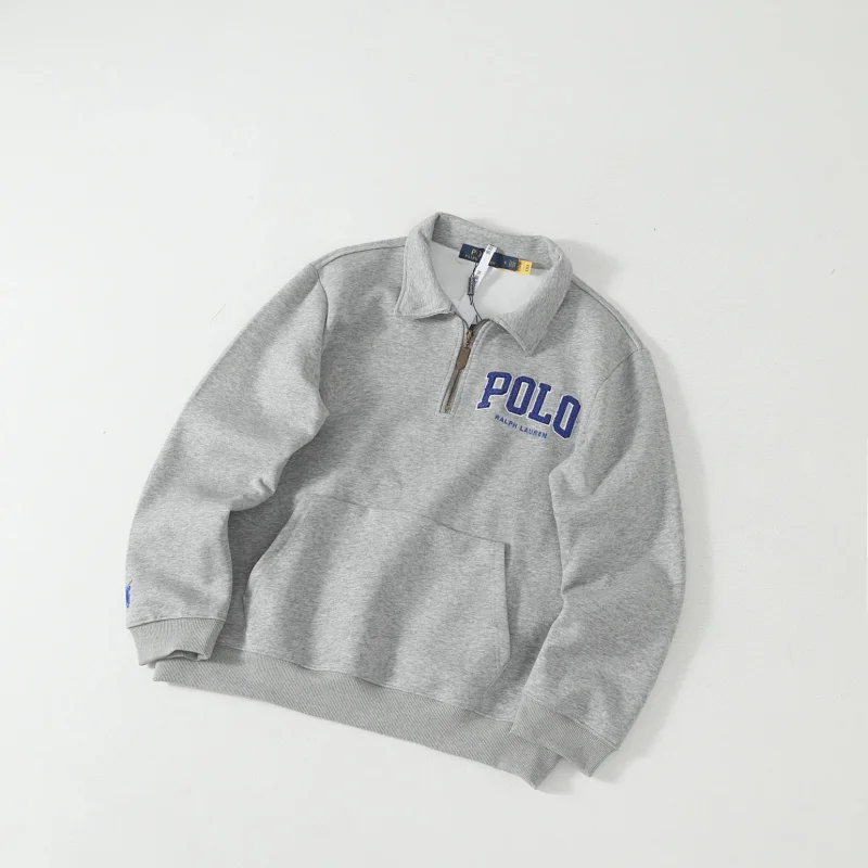 Ralph Lauren Half-Zip Polo Sweatshirt with Embroidered Logo and Fold-Down Collar - rep kurtki