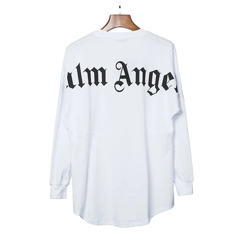 Palm Angels Long-Sleeve Shirt with Arched Gothic Back Lettering and Dropped Shoulders