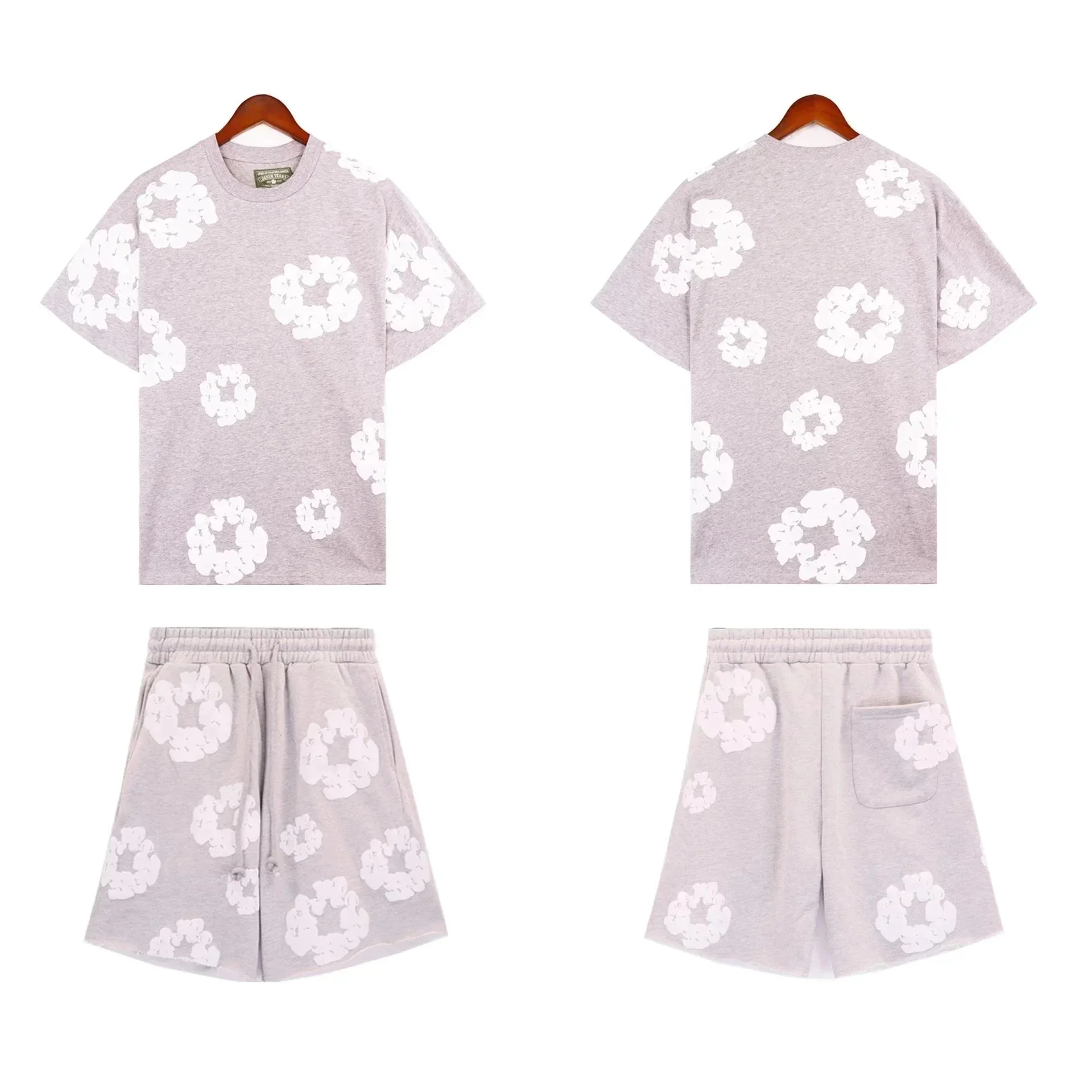 grey flower print set