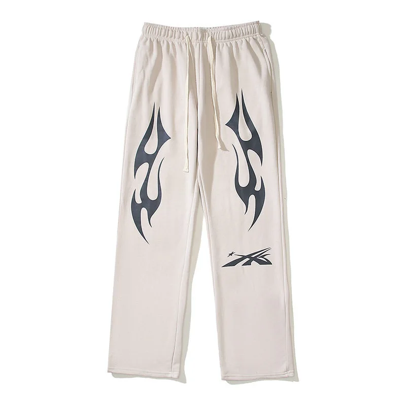 Reebok — Off-White Straight-Leg Casual Sweatpants with Totem Print