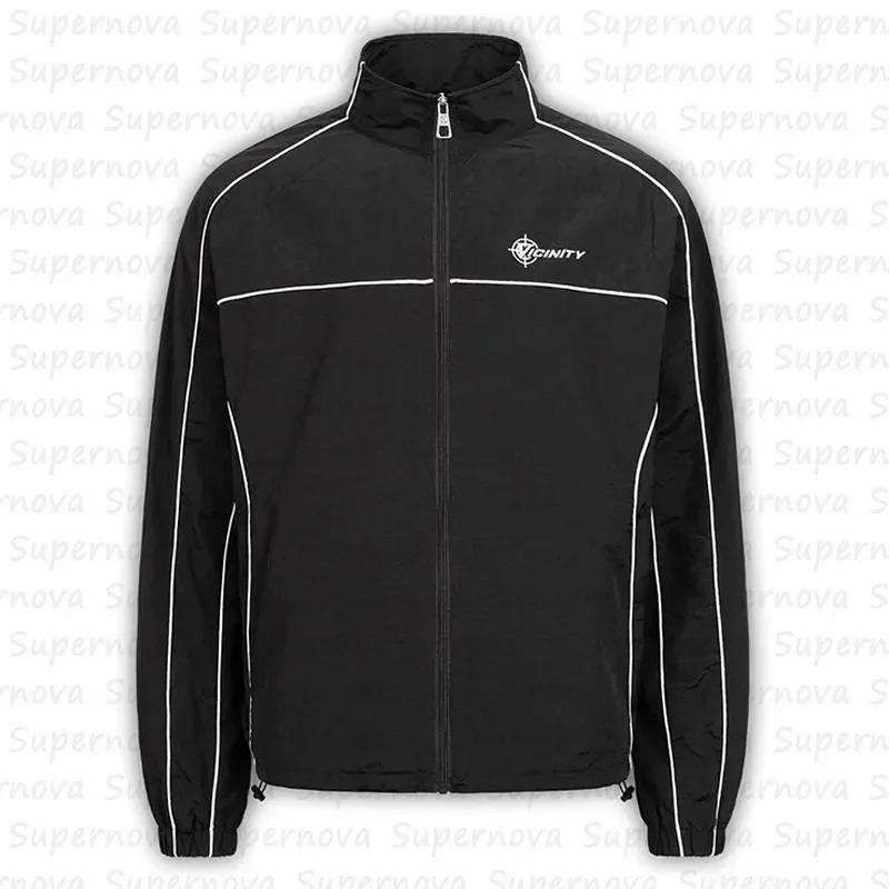 VICINITY Stand-Collar Sports Jacket with White Contrast Stripes - rep kurtki