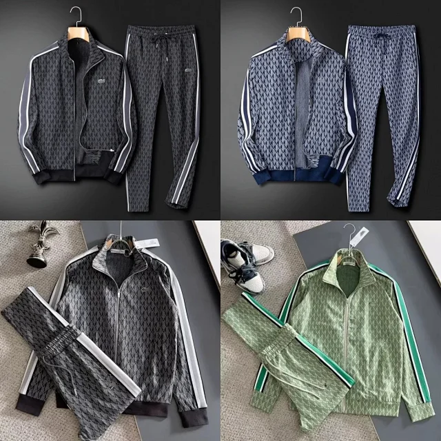 Lacoste Tracksuits Geometric-pattern zip track jacket and trousers set product detail image 12