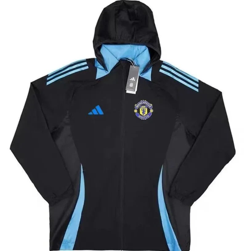 Adidas Jackets Football Club Windbreaker Jacket — Manchester United blue and black