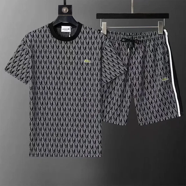 Lacoste Tracksuits Geometric-pattern zip track jacket and trousers set product detail image 6