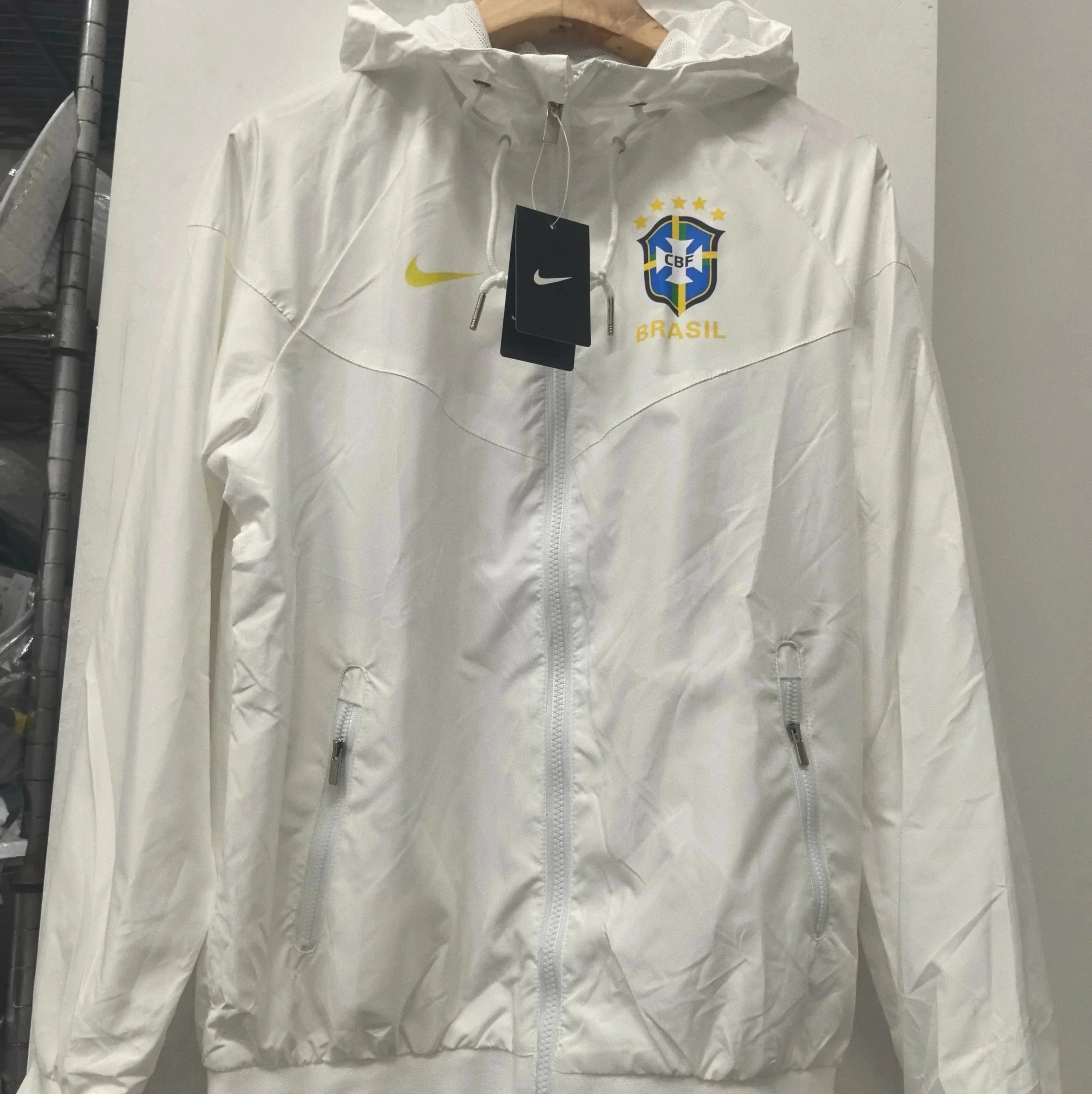 Adidas Jackets Football Club Windbreaker Jacket — Brazil White