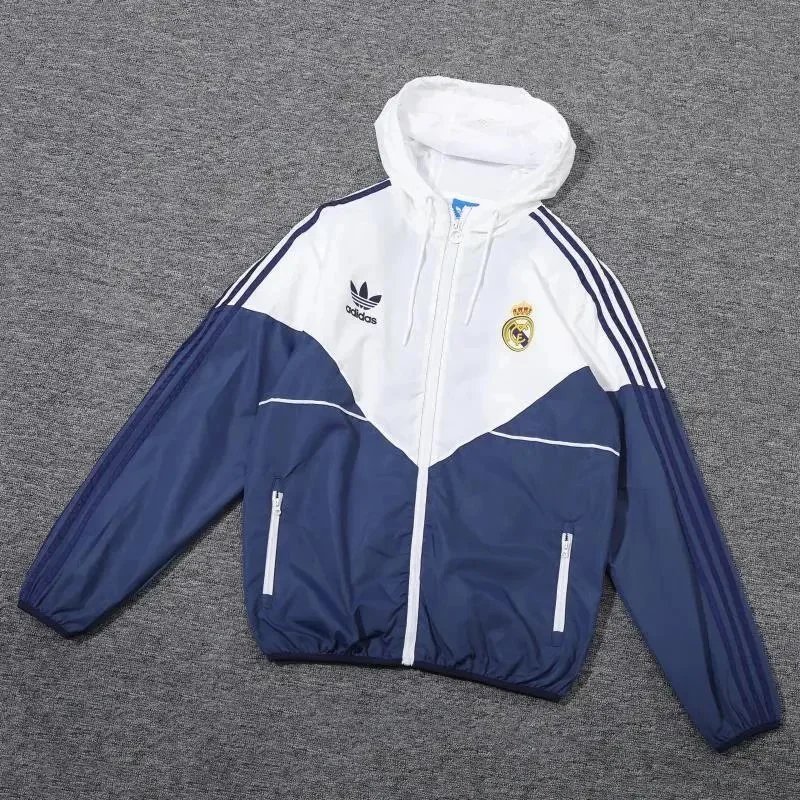Adidas Jackets Football Club Windbreaker Jacket — Real Madrid blue and white