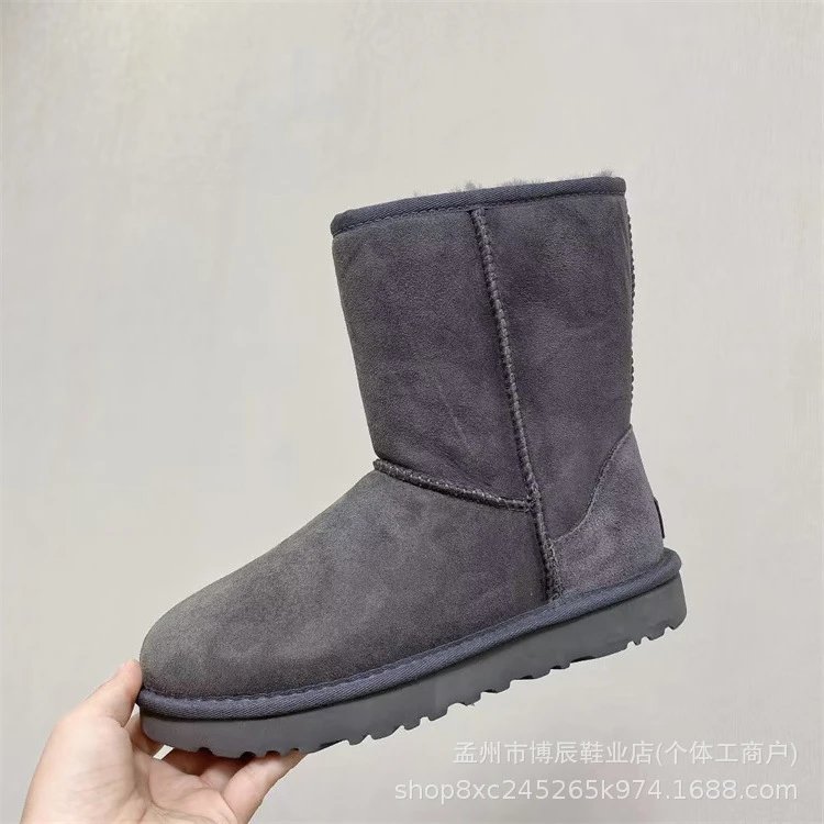 Unbranded Boots Faux Suede Shearling-Lined Snow — 5825 Mid-calf gray