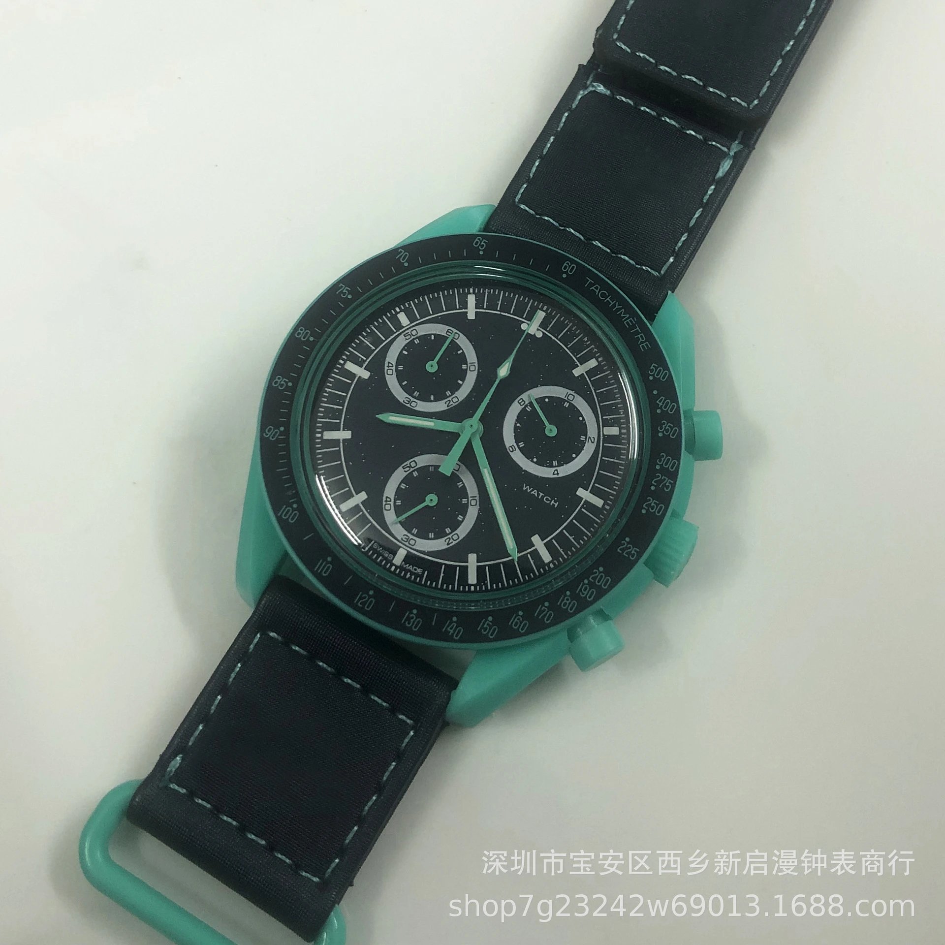 Omega MoonSwatch Mission on Earthphase and Earth chronograph watches — Green
