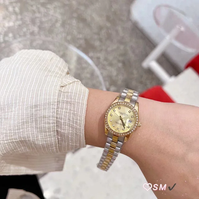 Rolex Watches Datejust crystal-bezel two-tone bracelet watch product detail image 3