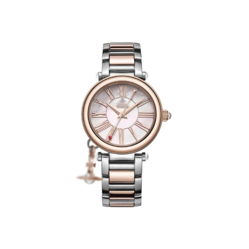 Vivienne Westwood Watches Quartz watch with orb-logo dial, date window and metal link bracelet — Gilt Fritillary