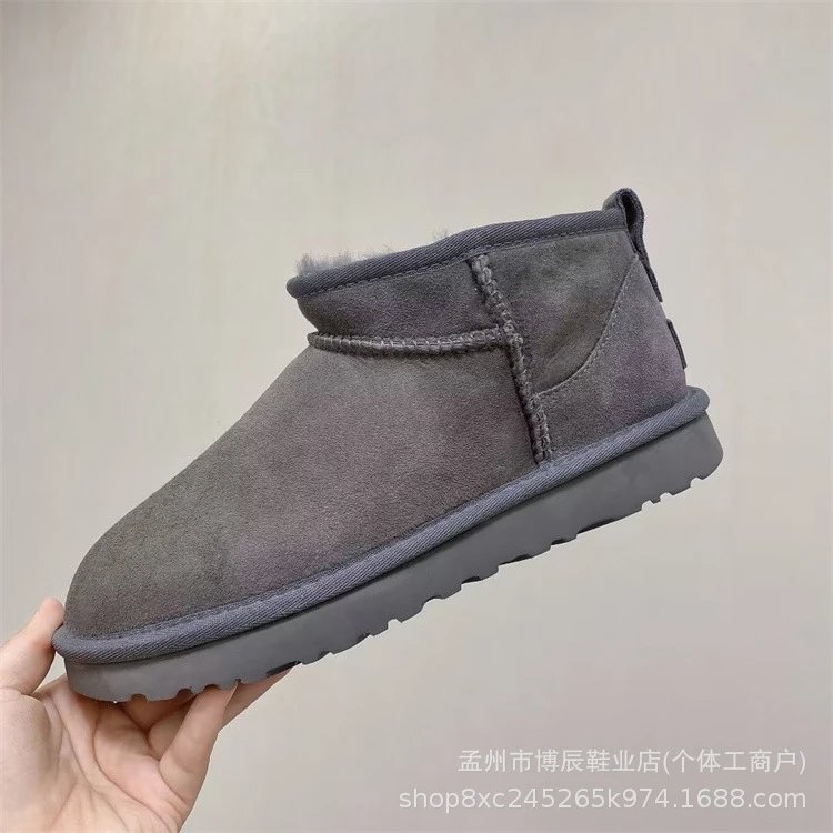 Unbranded Boots Faux Suede Shearling-Lined Snow — mini gray