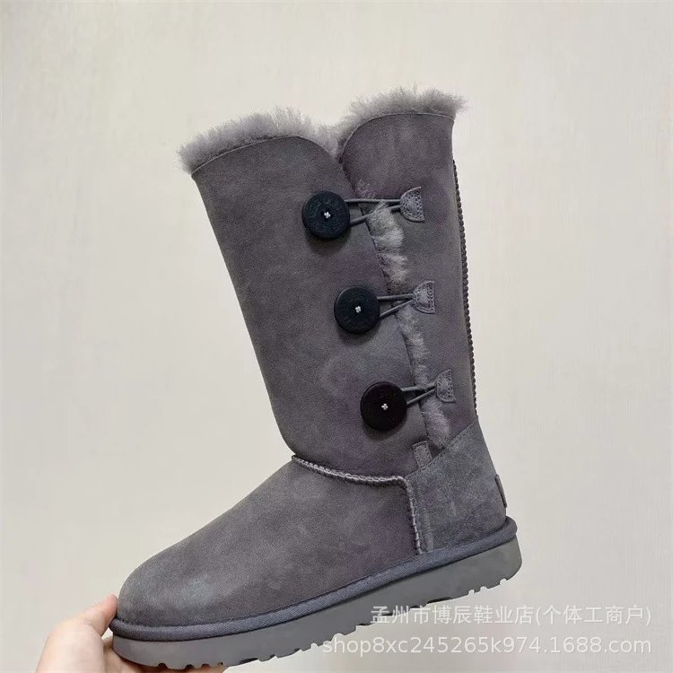 Unbranded Boots Faux Suede Shearling-Lined Snow — 1873 high wood buckle gray