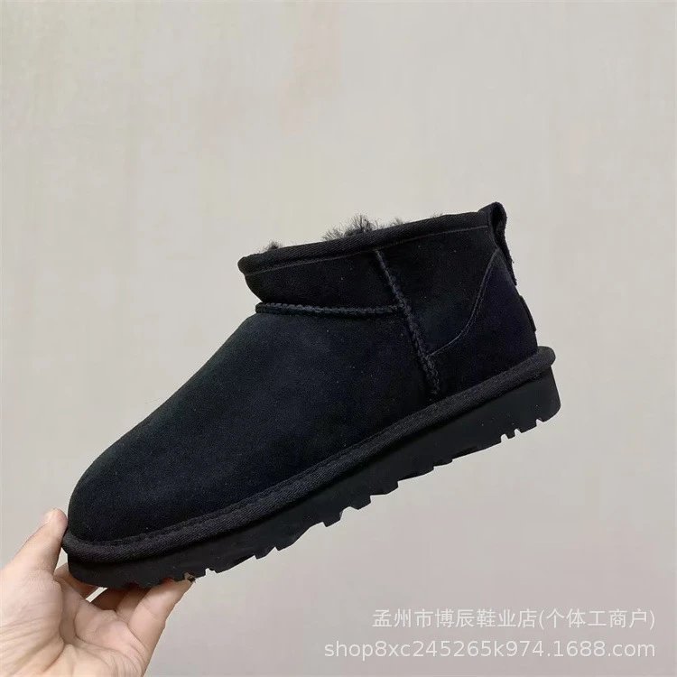 Unbranded Boots Faux Suede Shearling-Lined Snow — mini black