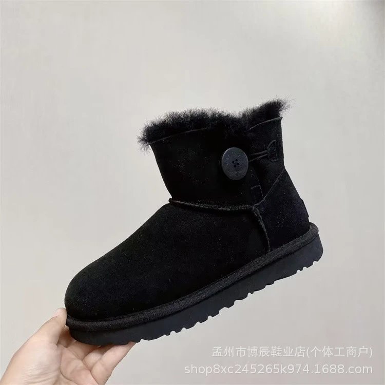 Unbranded Boots Faux Suede Shearling-Lined Snow — 3352 short wooden buckle black