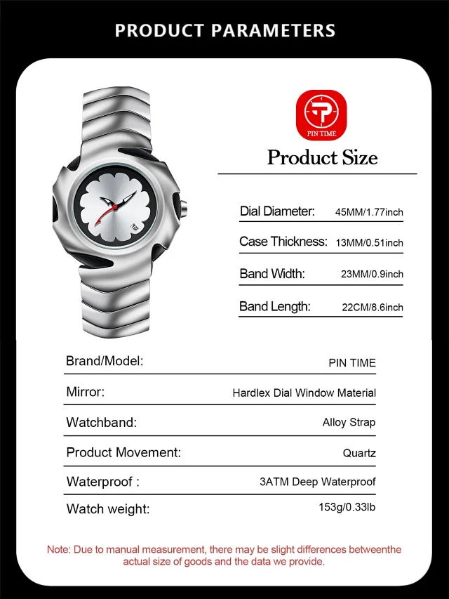 Unbranded Watches Analog watch with scalloped flower dial, date window and sculptural metal bracelet product detail image 10