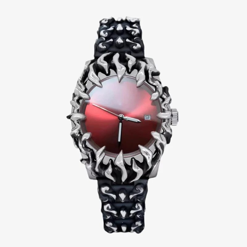 Unbranded Watches Flame-Bezel Link Bracelet Watch with Date Window image 5