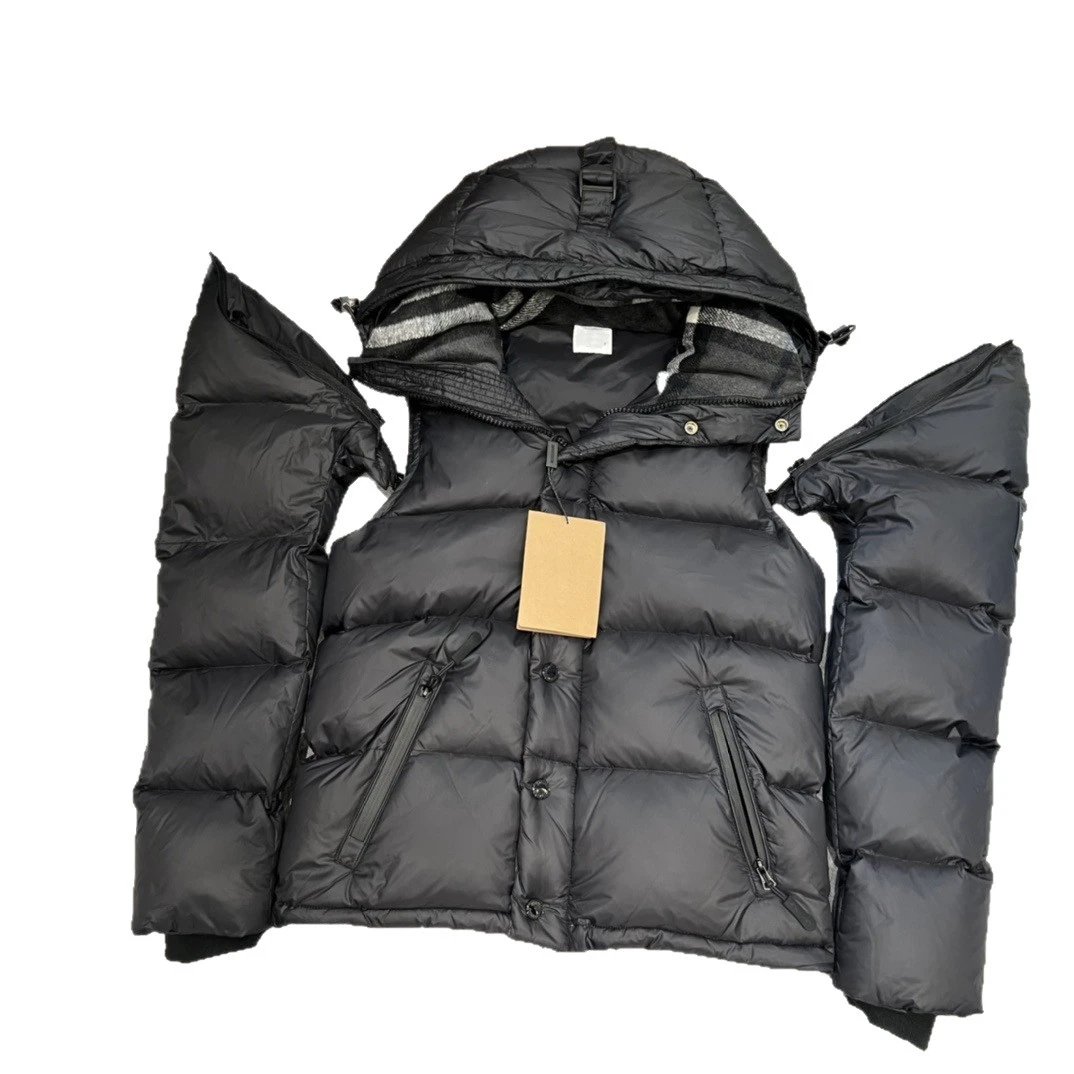 跨境欧洲站秋冬经典款可拆卸衣袖格纹连帽棉服加厚保暖外套非质量问题不支持无理由退货 5