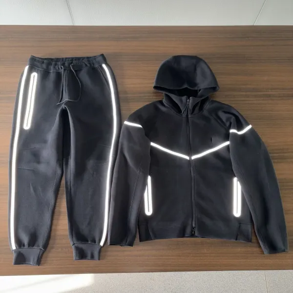 Nike Tech Fleece Joggers Black with Reflective Stripe Sweatpants - 15