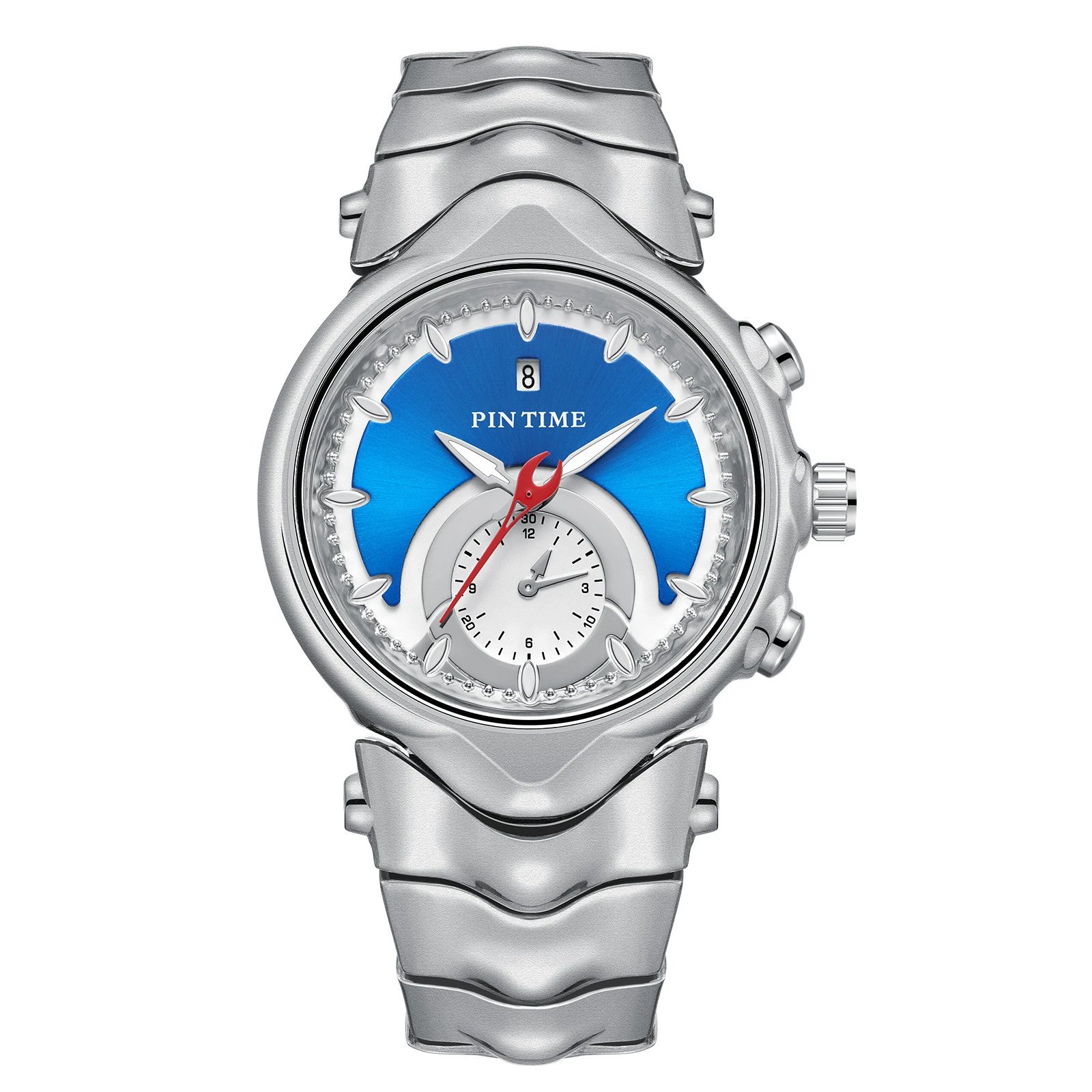 PIN TIME Watches Alien-themed multi-dial bracelet watch — Silver Shell Blue [Frosted】