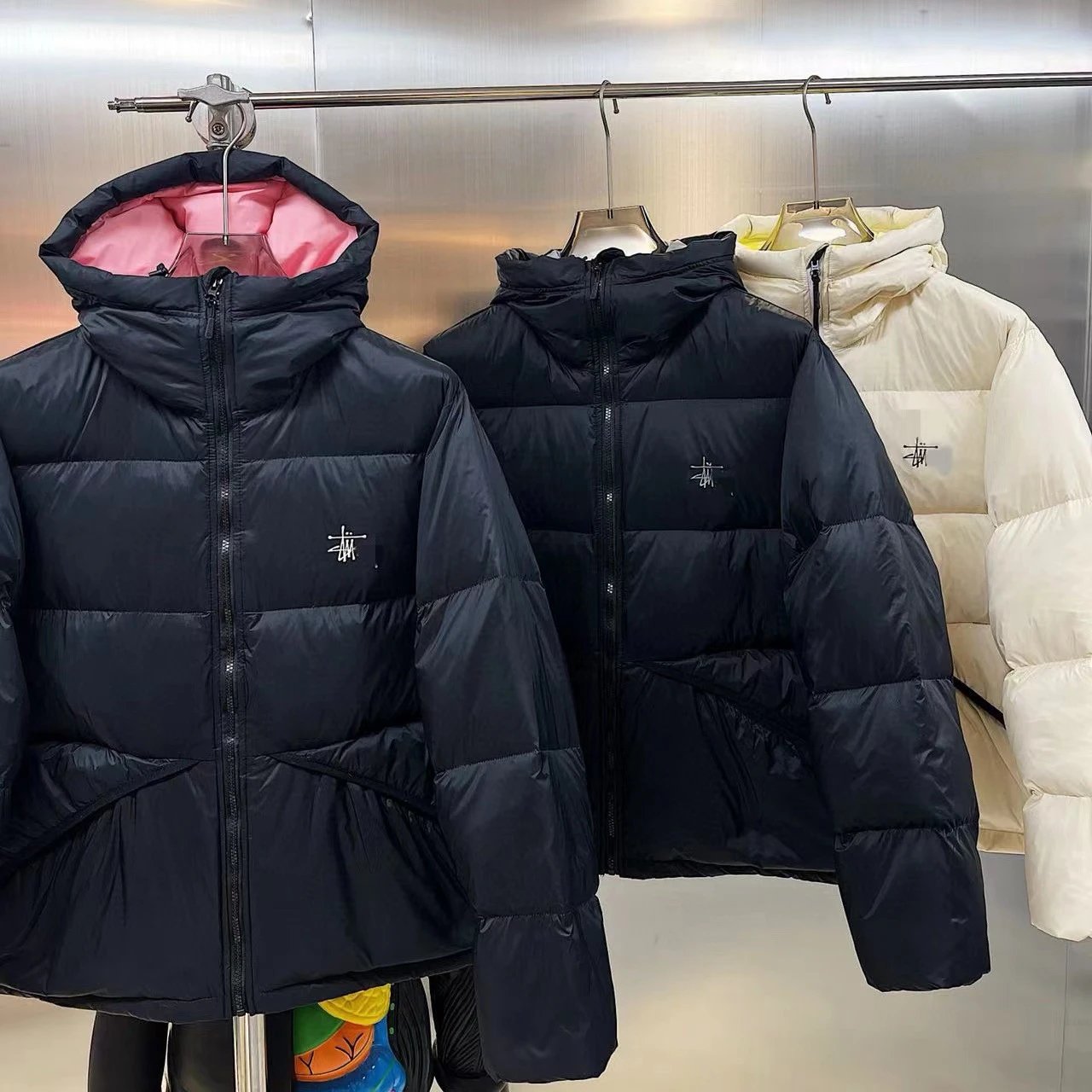 STU Cross-Border Trade Hooded Quilted Jacket with Embroidery, Warm Unisex Couple Thickened Casual Versatile Puffer Coat (No Returns for Non-Quality Issues)