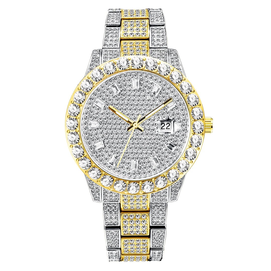 Missfox Watches Crystal-Embellished Quartz Watch with Date Display — Inter-gold