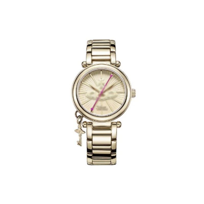 Vivienne Westwood Watches Quartz watch with orb-logo dial, date window and metal link bracelet — Golden Fritillary