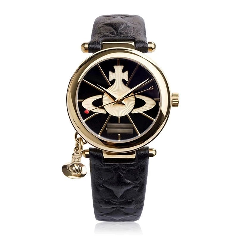 Vivienne Westwood Watches Quartz watch with orb-logo dial, date window and metal link bracelet — Black 3