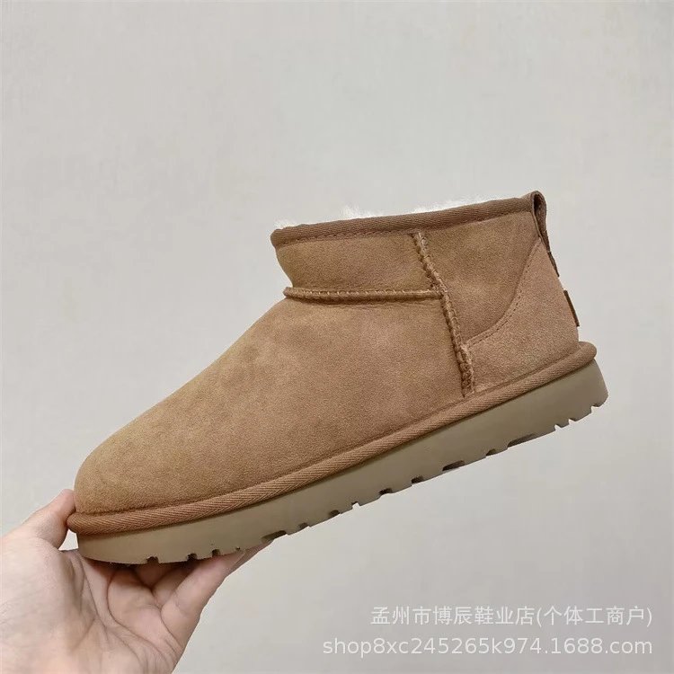 Unbranded Boots Faux Suede Shearling-Lined Snow — mini maroon