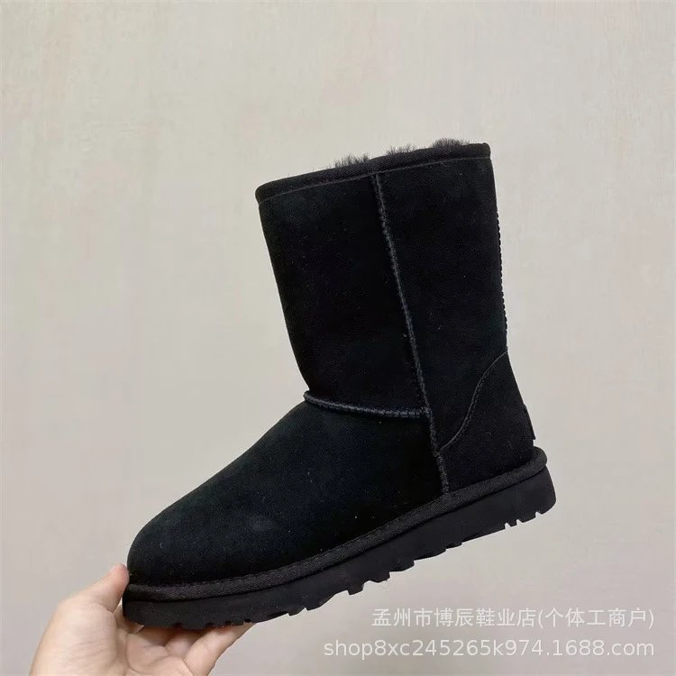 Unbranded Boots Faux Suede Shearling-Lined Snow — 5825 Mid-calf black