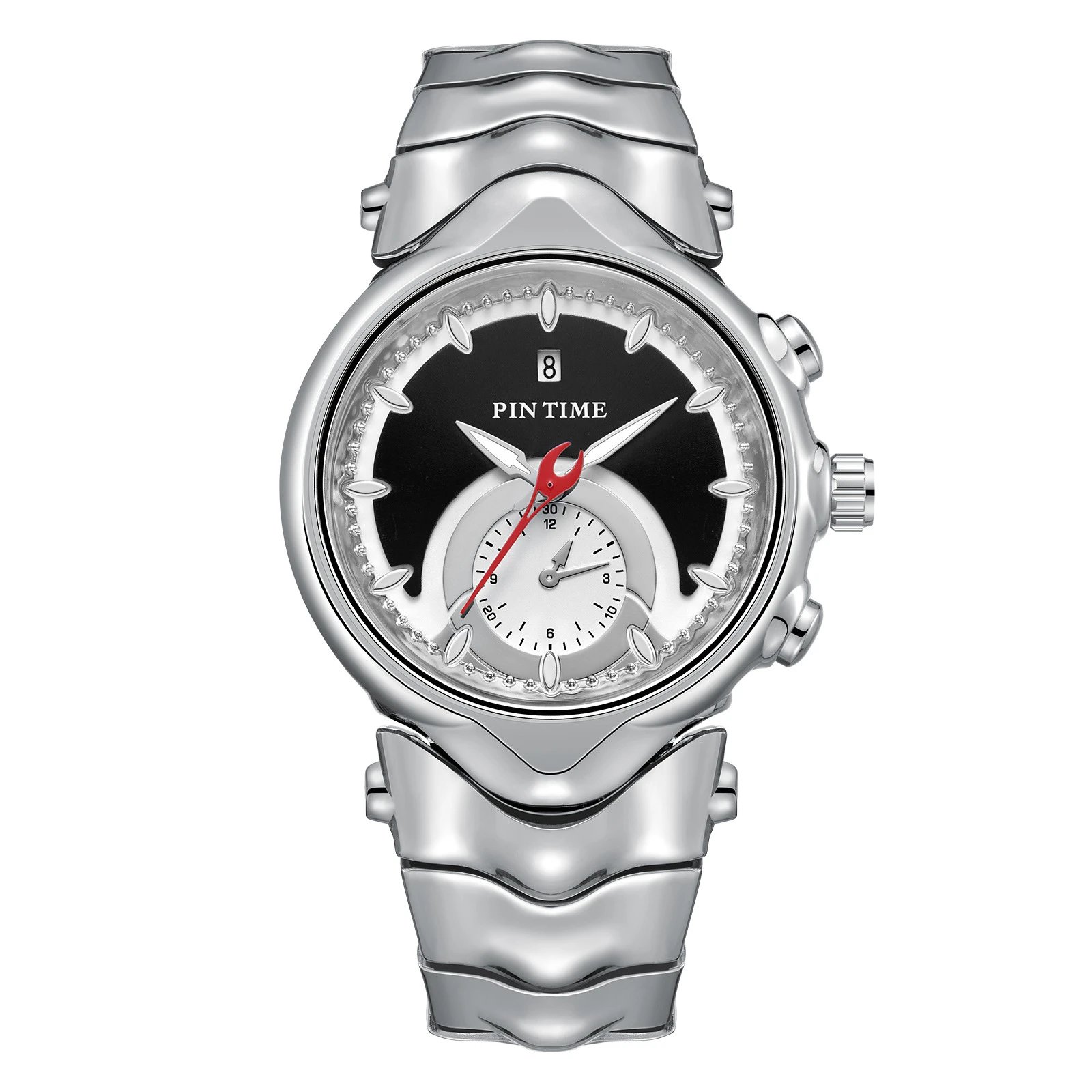 PIN TIME Watches Alien-themed multi-dial bracelet watch — Silver Shell Black [Bright Surface】