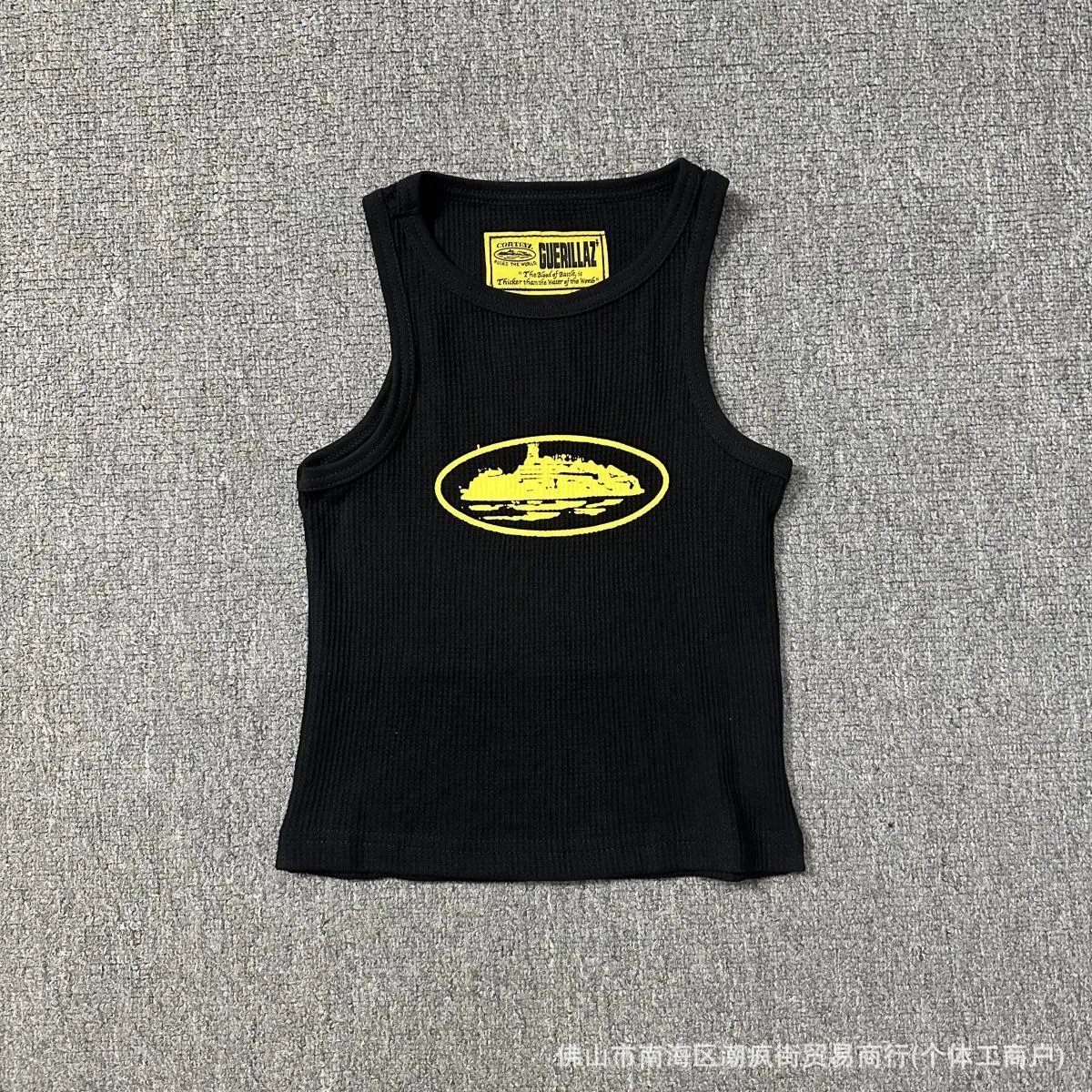 Corteiz Tank Alcatraz Logo Black Yellow